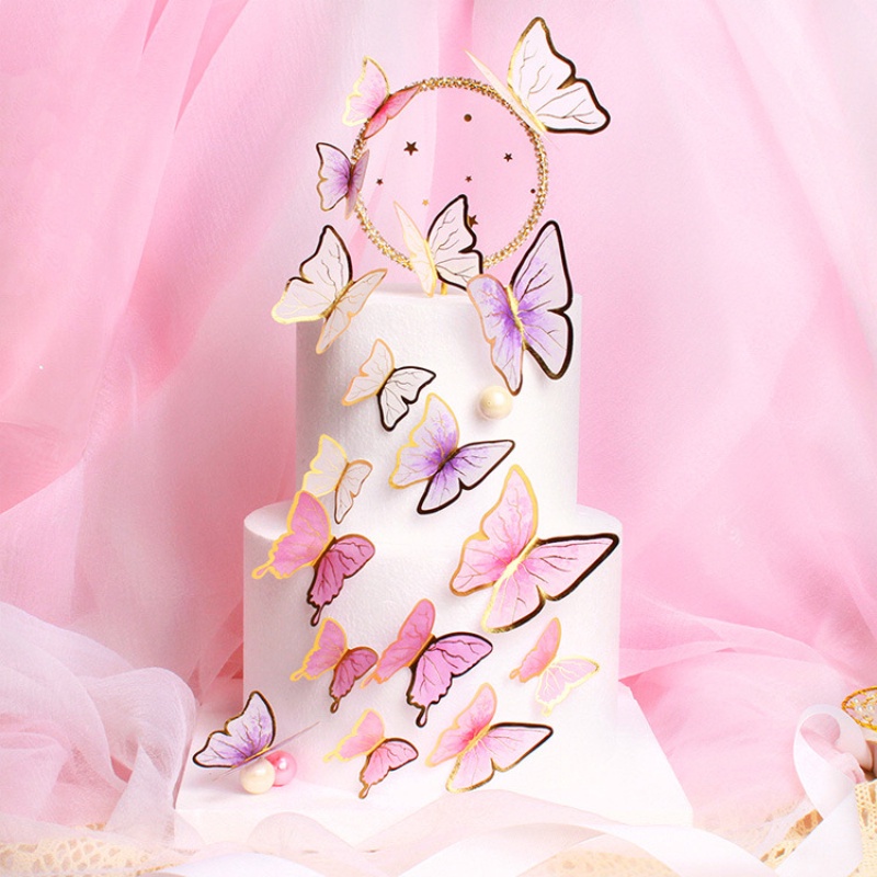 Phụ Kiện Trang Trí Bánh Kem Có Đèn LED Hình Chữ Love Và Bướm Dễ Thương