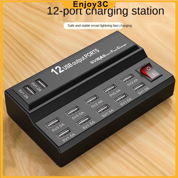 Cục Sạc Nhanh 12 Cổng Usb 5v 2a Cho Android Huawei Iphone Tablet