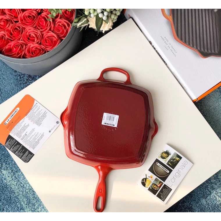 AI AN 24 Chảo vuông tráng men Le Creuset, chảo gang đúc tráng men cao cấp 26cm chảo bít tết