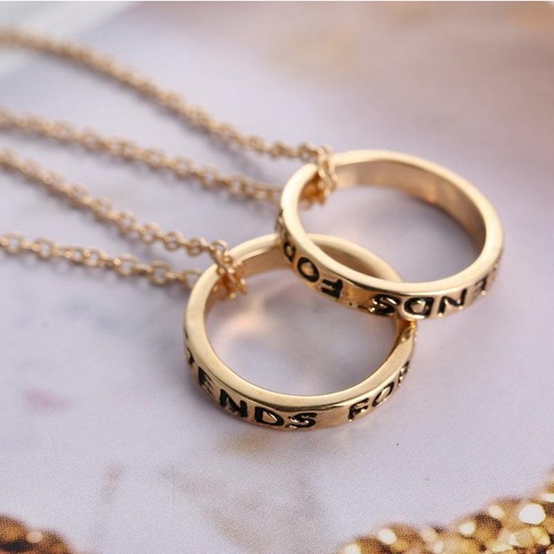 2 Vòng cổ tình bạn mặt nhẫn khắc chữ best friend forever