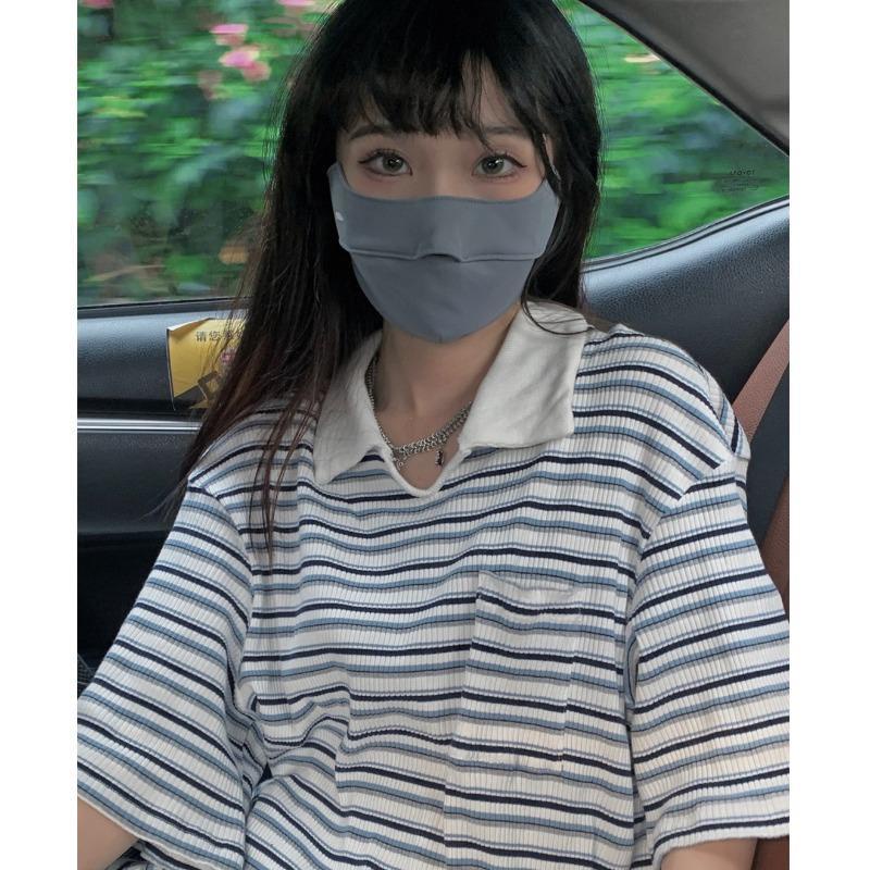 Áo polo Tay Ngắn Dáng Rộng Họa Tiết Kẻ Sọc Phong Cách Hàn Quốc Thời Trang Mùa Hè Mới Cho Nữ 00842 | BigBuy360 - bigbuy360.vn