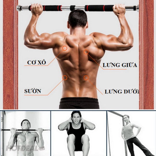 Xà đơn treo gắn cửa đa năng 1m1, 1m3_Dụng cụ tập thể hình-phù hợp tập gym tại nhà