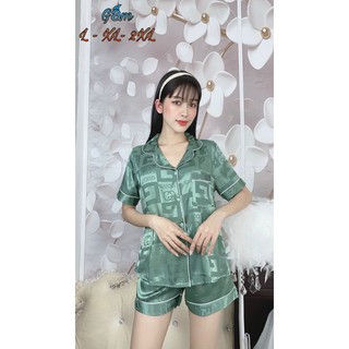 Bộ đồ ngủ pijama lụa gấm cao cấp tay ngắn quần ngắn đủ size ms06