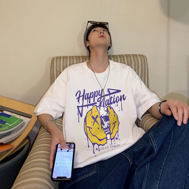 Áo Thun Tay Ngắn Dáng Rộng In Họa Tiết Hoạt Hình Phong Cách Hip Hop Hàn Quốc Thời Trang Mùa Hè Cho Nam Và Nữ size M-5XL