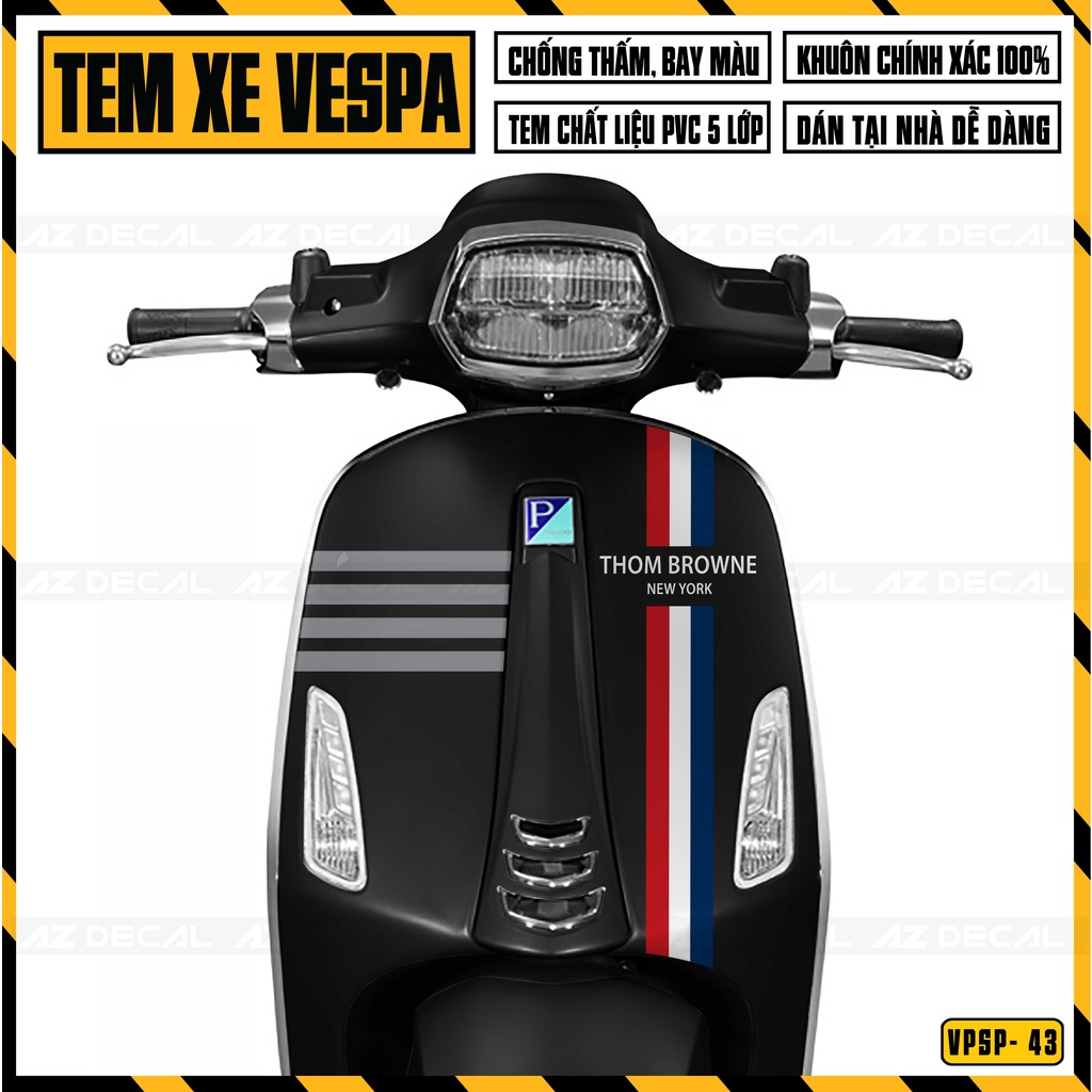 Tem Xe Vespa Sprint / Primavera Mẫu Thom Brownee | VPSP43 | Decal Rời Cao Cấp Cắt Khuôn Sẵn Dễ Dán Tại Nhà
