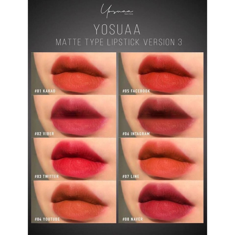 Son Thỏi Lì Yosuaa Matte Type Lipstick Version 3 DATE 8.2021