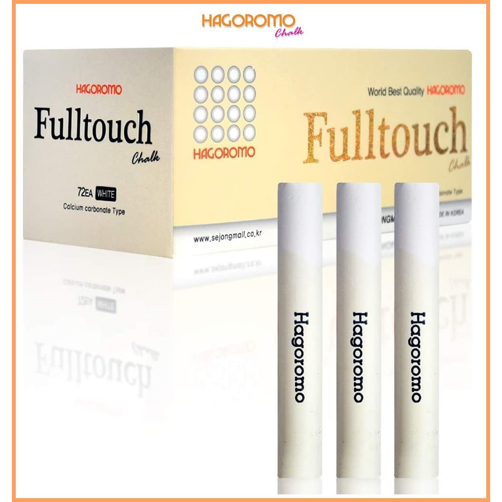 HAGOROMO Fulltouch White/Color Chalk 72pcs, Well Coated and Dust Free, World Best Quality Made In Korea