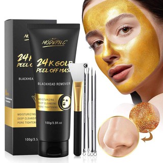 Bộ sản phẩm mặt nạ 24K Gold: 1 tube mặt nạ và bộ dụng cụ lấy mụn