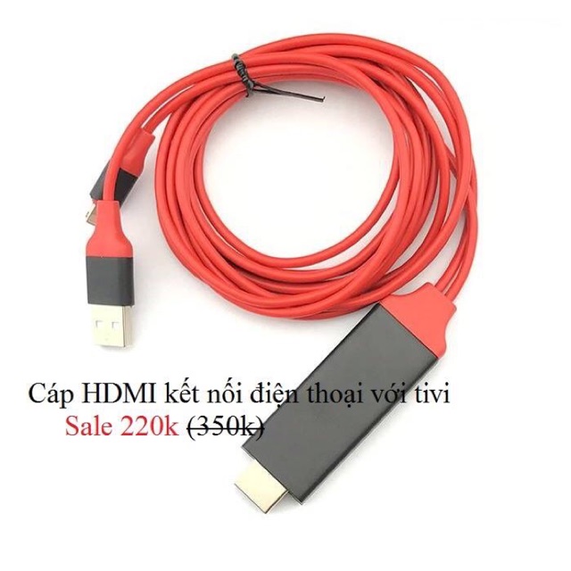 [Mã ELFLASH5 giảm 20K đơn 50K] Cáp HDMI Kết nối Iphone với Tivi Chính Hãng