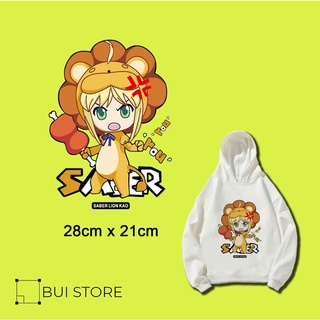 Miếng dán ủi truyền nhiệt offset trang trí quần áo hình SABER LION FATE