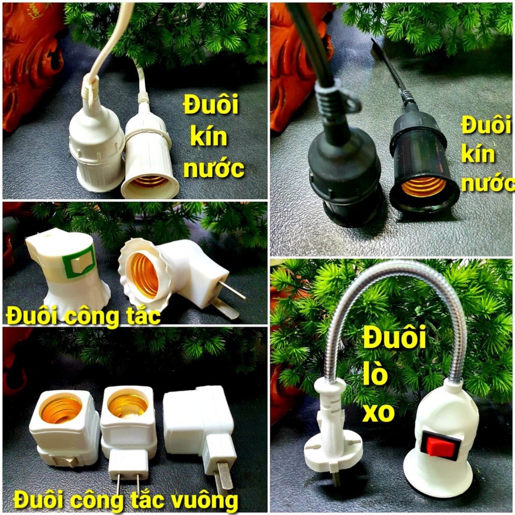 Đuôi đèn xoáy treo lò xo kín nước đuôi E27