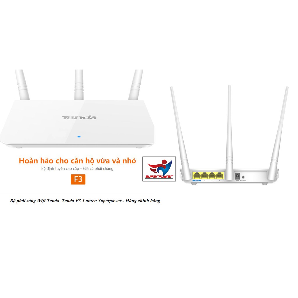 Bộ phát sóng Wifi Tenda Tenda F3 3 anten Superpower - Hàng chính hãng