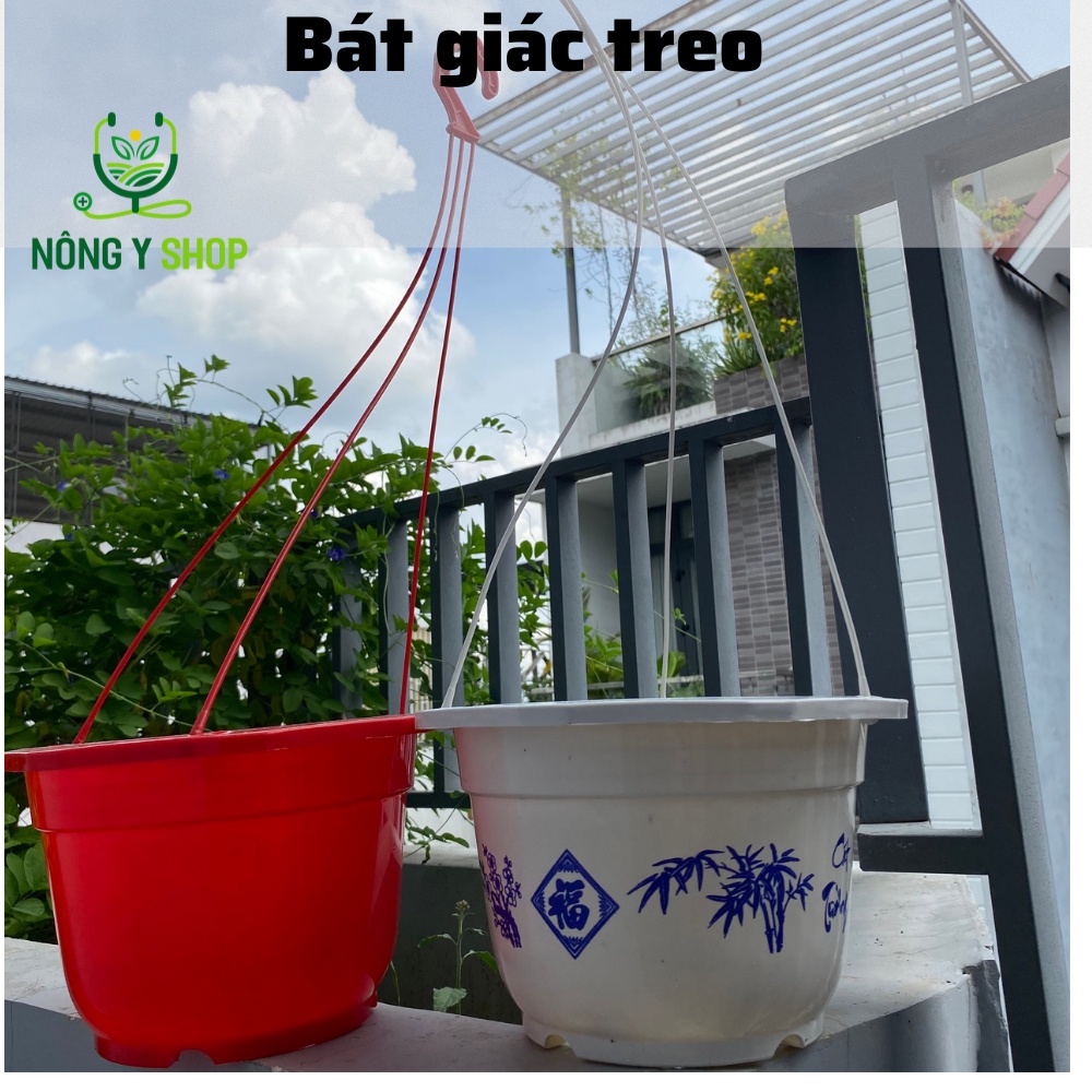 Chậu Như Ý Cát Tường  - Chậu đỏ Treo Hoa Kiểng 23×15, Kèm Móc Treo - Thakico