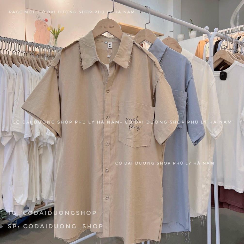 Sơ Mi Tay Lỡ Hình Form Rộng Túi Ngực In Chữ Dày Mịn Thoáng Mát Thiết Kế Thời Trang Kiểu Dáng Năng Động Trẻ Trung