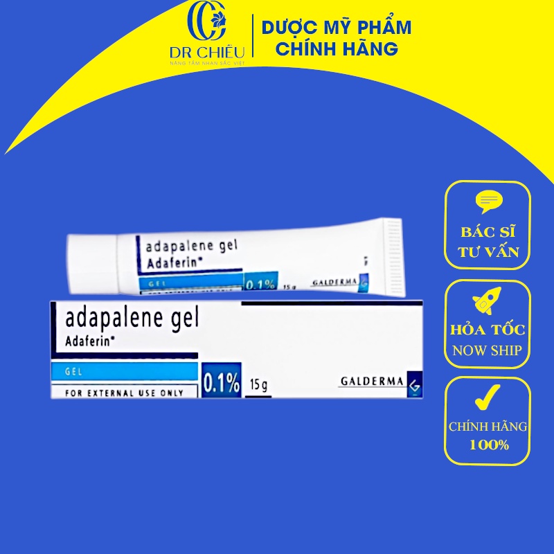 Adapalene Gel 0.1 Adaferin -  Gel Giảm mụn ẩn mụn trứng cá mụn đầu đen hiệu quả