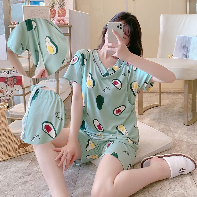 Set Đồ Bộ Ngắn Thoải Mái Cho Bà Bầu áo nữ đồ bộ pyjama pijama Đồ mặc nhà đồ ngủ nữ tiểu thư dễ thương lụa sexy cute bigsize dài tay hai 2 dây