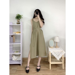 Đầm - Váy hai dây linen
