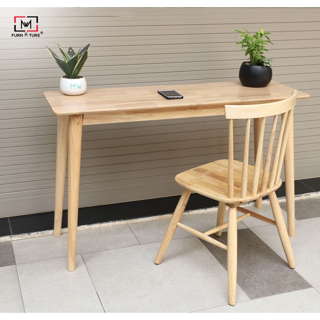 Nowship hcm - Bàn ghế làm việc gỗ cao su cao cấp Long Table có vạt thương hiệu MW FURNITURE