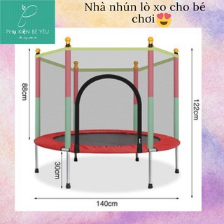 Nhà nhảy nhún ,Nhà bóng trẻ em, nhà nhún lò xo lục giác có lan can, Đệm nhún lò xo cho bé