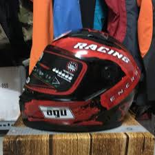 Nón fullface Agu racing màu đỏ cao cấp