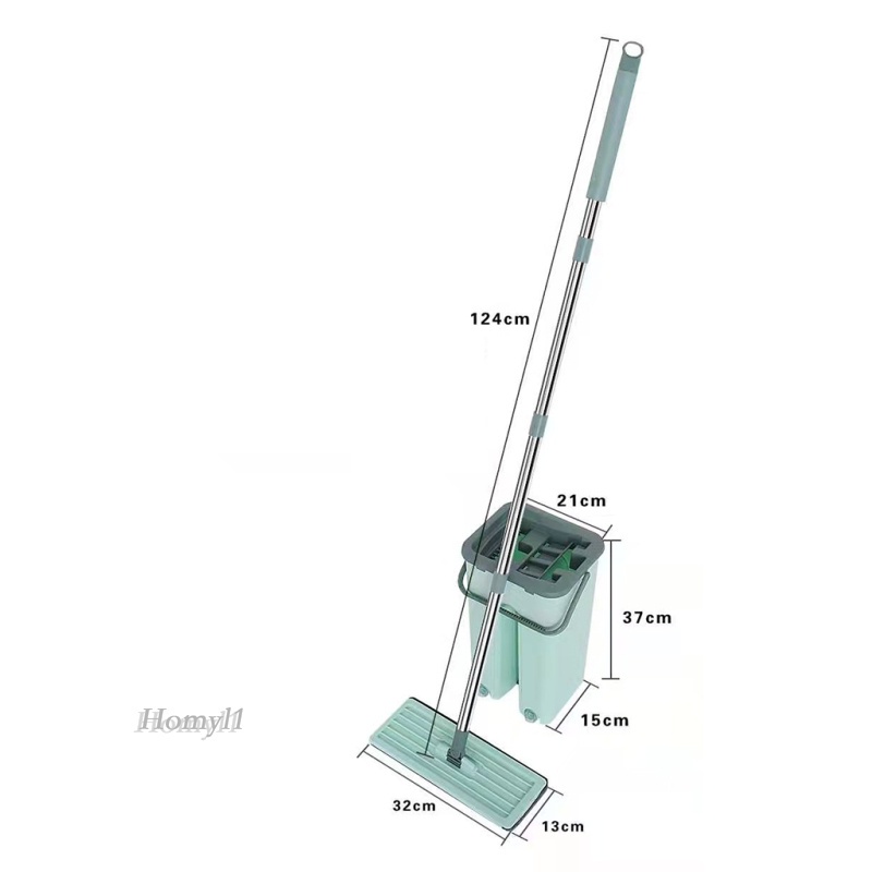 Xô Lau Nhà Đầu Dẹt Bằng Thép Không Gỉ Có Thể Tái Sử Dụng (Kèm 2 Tấm Thảm Lau)