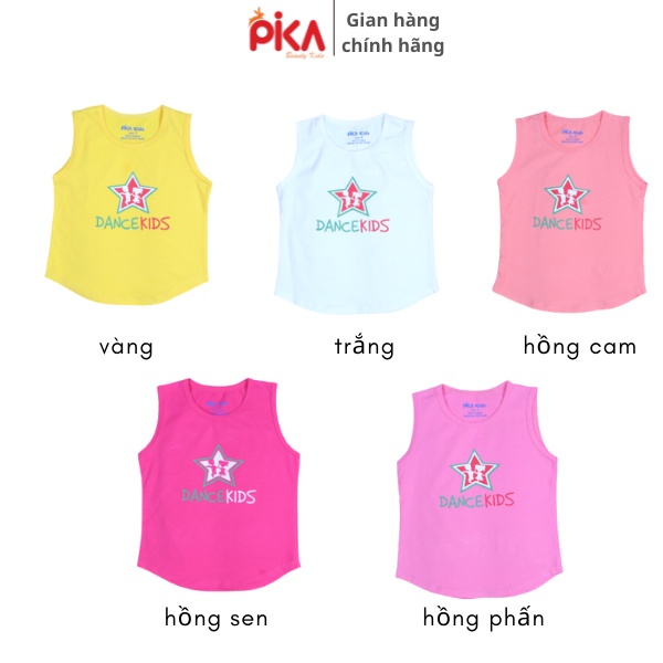 Áo thun ba lỗ cho bé gái -Pika  kids - in sao chất liệu cotton -Quần áo trẻ em từ 10-25kg