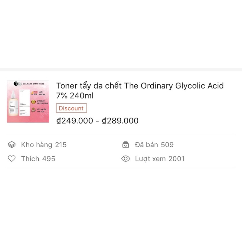 Toner tẩy da chết làm sạch Glycolic Acid 7% Toning Solution - The Ordinary