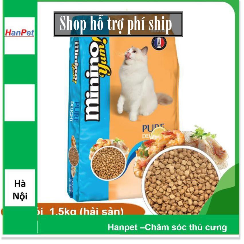 HN-(Gói lớn) MININO Thức ăm mèo dạng hạt (minino cá hồi, minino hải sản, minino cá ngừ) dành cho mèo mọi lứa tuổi
