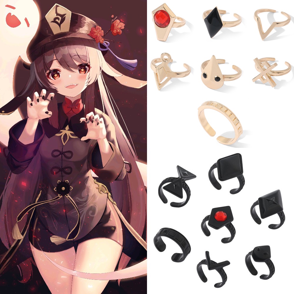 Set 7 Nhẫn Đeo Ngón Tay Hóa Trang Nhân Vật Hu Tao