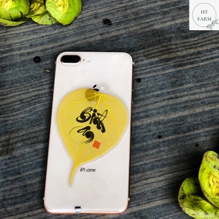 Lá Bồ Đề thư pháp chữ Bình an (Cầu Bình An – Tài Lộc – May mắn, Ốp điện thoại, Hàng loại 1)