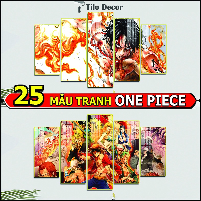 Tranh Treo Tường Bộ 5 Tranh One Piece Trang Trí Phòng Game Gamming/ Phòng Ngủ/ Phòng Khách/ Làm Quà Tặng
