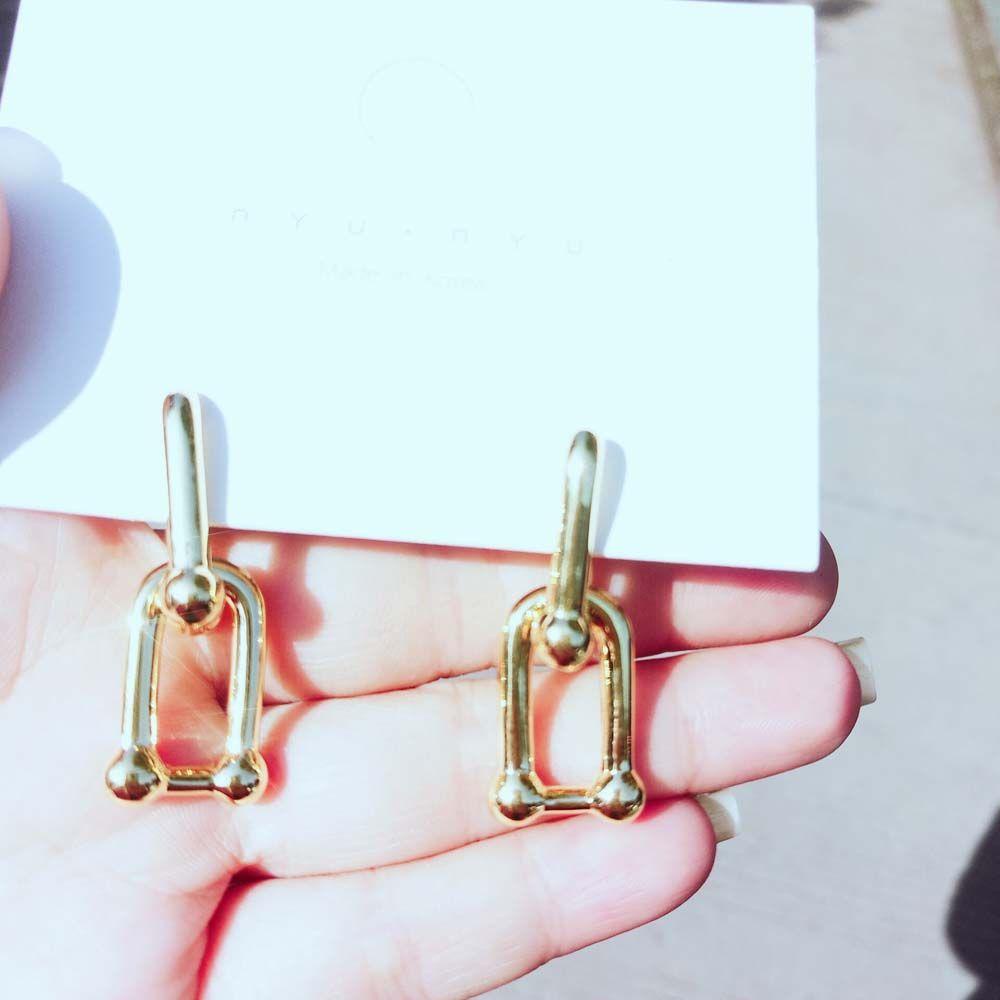 Bông Tai Giọt Nước Bằng Đồng Thau Phong Cách Punk|Trang Sức Khóa Hợp Kim Hình Chữ U Màu Sắc
