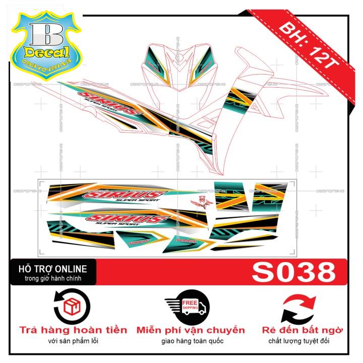 ( Quí khách vui lòng mang ra tiệm cho thợ dán ) Tem sirius dán xe trắng S038 [Bi Decal]