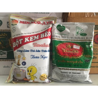 Combo trà sữa thái xanh (1 bịch bột béo+1 bịch trà thái)