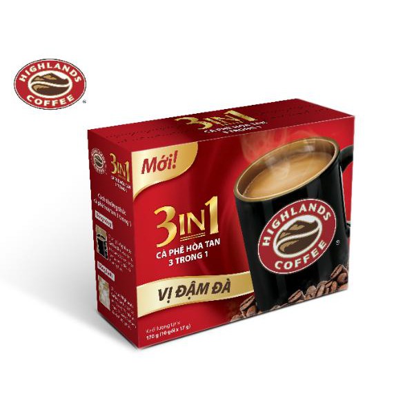 Combo 3 Tặng 1 Hộp Cà phê Highland coffee 3in1 hòa tan -10 gói x 17g