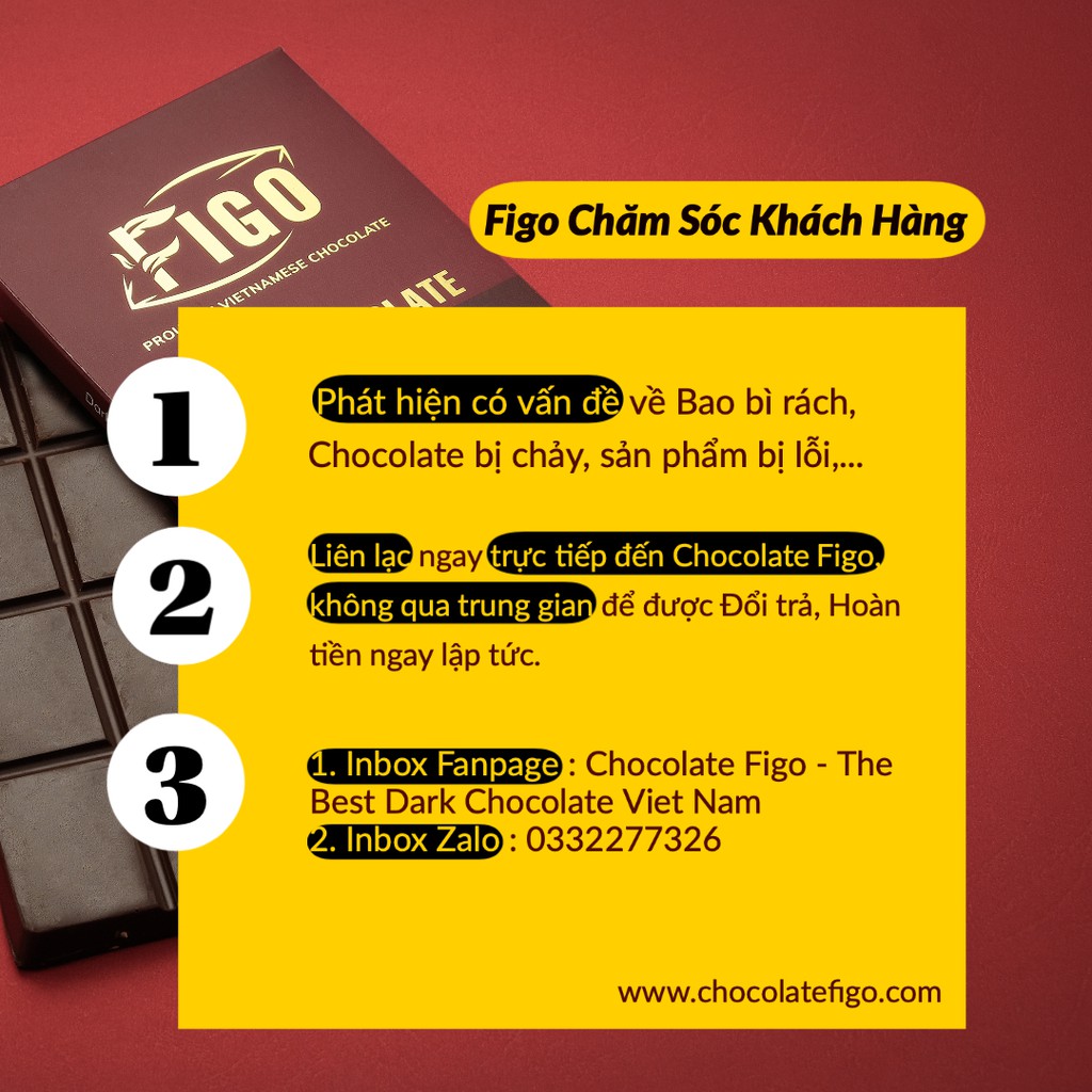 [CHÍNH HÃNG - TẶNG QUÀ KÈM] Kẹo Socola đen nguyên chất 100% cacao không đường 100g Figo