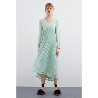 Đầm ZARA xanh, chiffon mềm nhẹ nhàng như tiên nữ