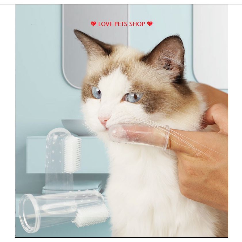 BÀN CHẢI ĐÁNH RĂNG CHO CHÓ MÈO BẰNG SILICON ĐEO TAY (MẪU MỚI) - 💝LOVE PETS SHOP💝