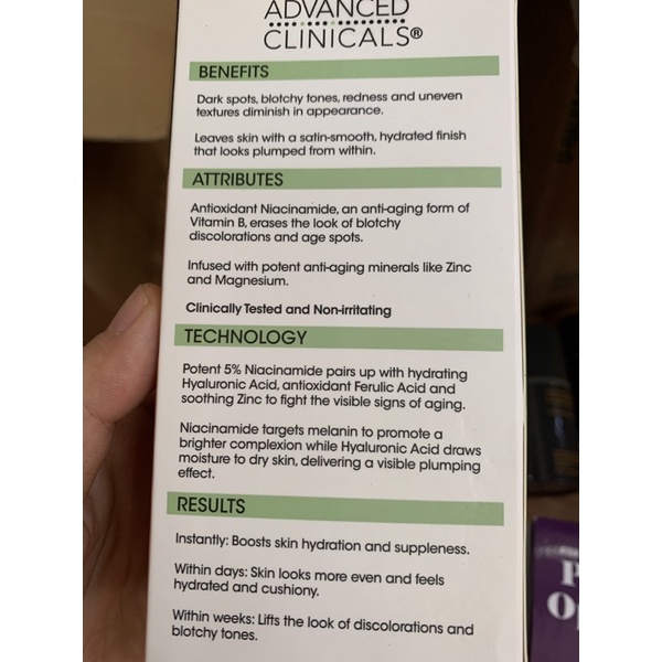 Advanced Clinicals Niacinamide Serum 5% dưỡng da mặt