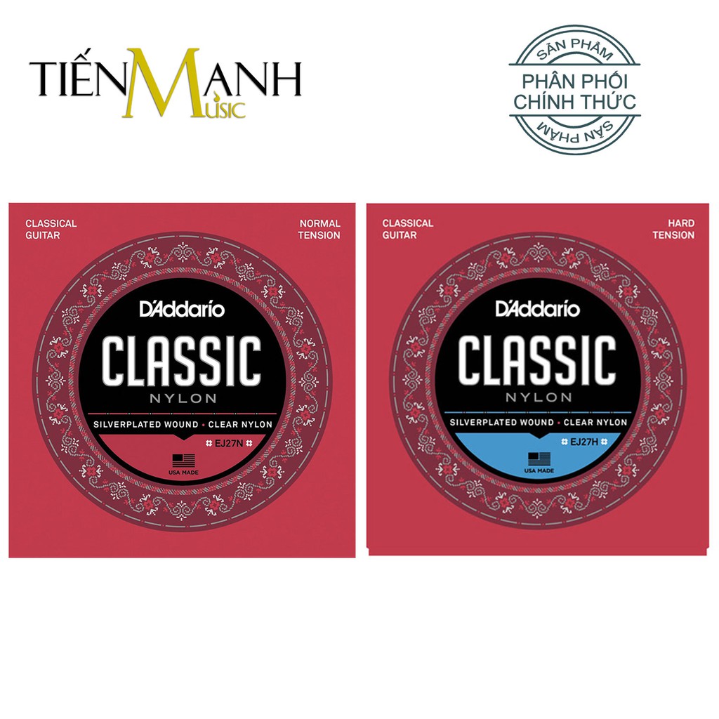 [Mã Giảm 10k] D'Addario EJ27H, EJ27N - Bộ Dây Đàn Classic Guitar Silverplated Wound - Clear Nylon