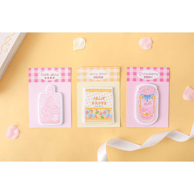 SN11 Giấy ghi chú sticky note mứt dâu cá hộp 6 màu 30 trang