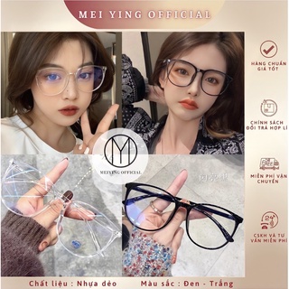 Kính nữ thời trang màu đen và trắng. Mắt kính nữ giả cận gọng tròn, chống bụi