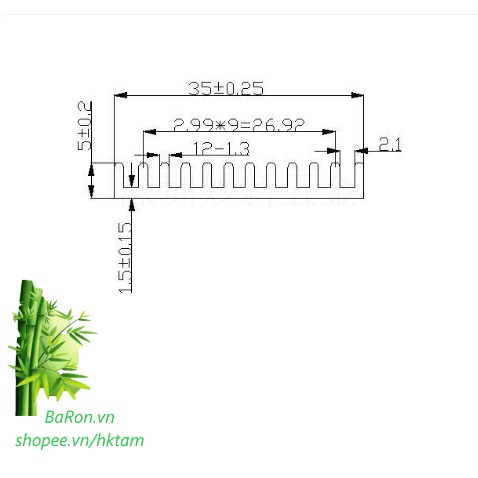 Nhôm tản nhiệt 20x47x17 - 150x20x6 - 35x35x5 (tùy chọn)