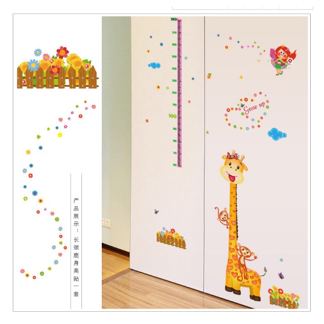 Decal thước đo hươu và khỉ con