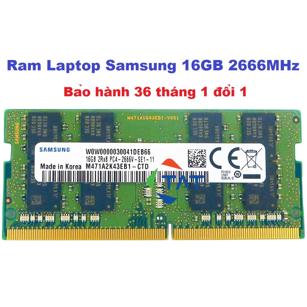 Ram Laptop Samsung 16GB DDR4 2666MHz Chính Hãng - Bảo hành 36 tháng