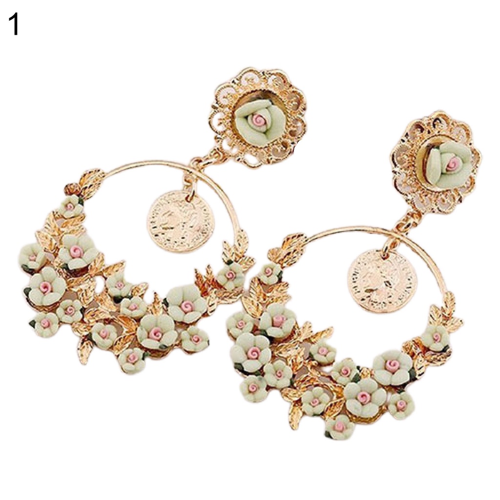 Cặp khuyên tai hợp kim hình hoa thời trang trẻ trung cá tính dành cho nữ