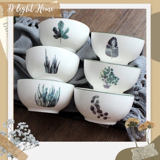 [LẺ] Bộ sưu tập bát cơm, đĩa tròn, đĩa vuông lá xanh phong cách Bắc Âu đơn giản, sang trọng