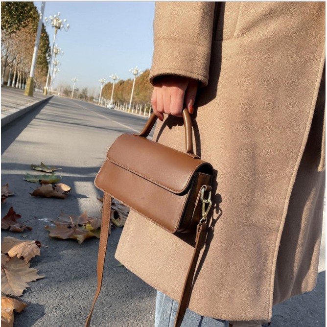 Túi xách đeo chéo nữ kiểu dáng ngang trơn mới phiên bản Hàn Quốc da đẹp