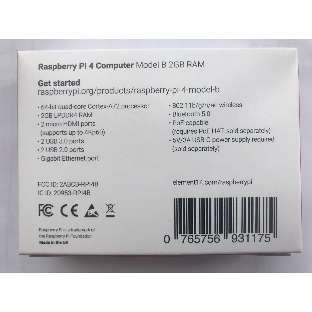 Raspberry Pi 4 B + Nguồn, Ram 8Gb/4Gb/2Gb, Made in UK, phiên bản mới nhất | BigBuy360 - bigbuy360.vn
