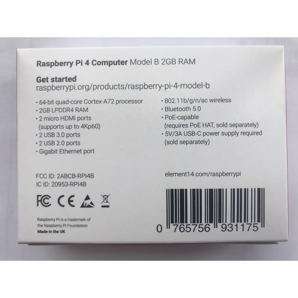 Raspberry Pi 4 B + Nguồn, Ram 8Gb/4Gb/2Gb, Made in UK, phiên bản mới nhất